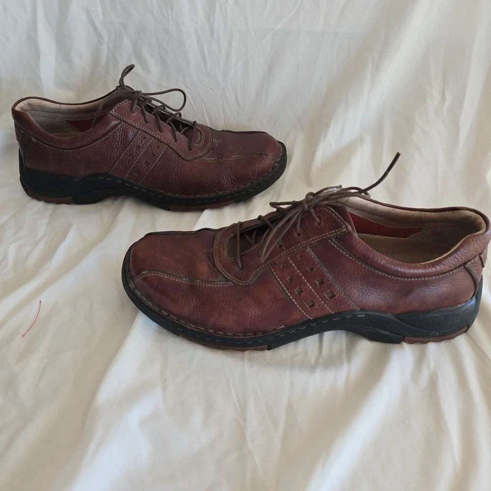 Clarks Casual Oxford Shoe 73106 Brown Leather Mens 11 M Bicycle Toe Comfort Work